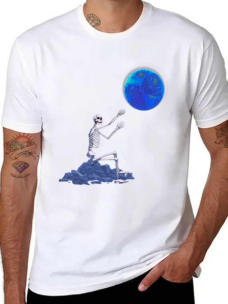 Atom Punk Aesthetic Vaporwave Skeleton Unisex Short Sleeve Soft Cotton T-Shirt – Casual Everyday Wear