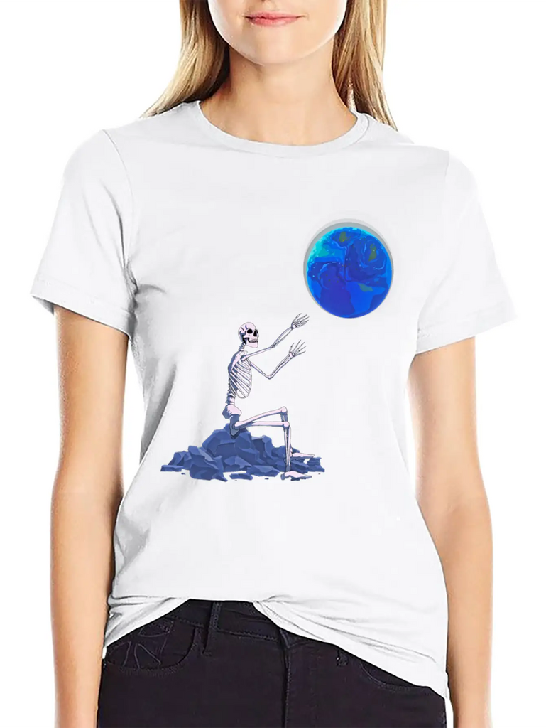 Atom Punk Aesthetic Vaporwave Skeleton Unisex Short Sleeve Soft Cotton T-Shirt – Casual Everyday Wear