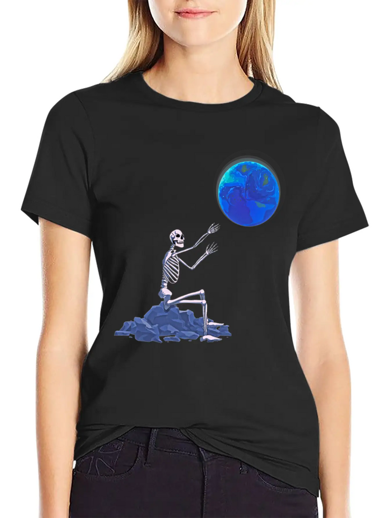 Atom Punk Aesthetic Vaporwave Skeleton Unisex Short Sleeve Soft Cotton T-Shirt – Casual Everyday Wear